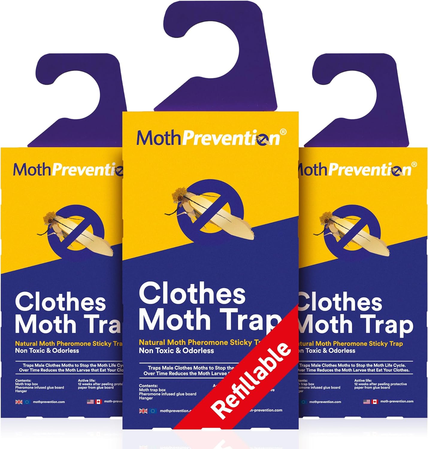 Powerful Moth Traps for Clothes & Closets - Odor-Free 3-Pack