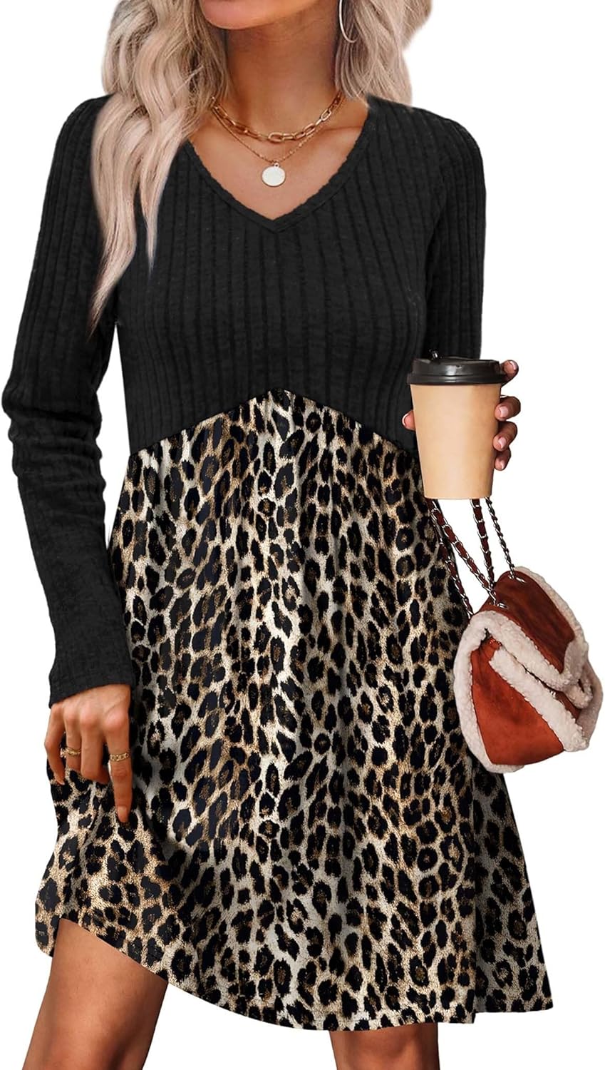OFEEFAN Long Sleeve Sweater Dress for Casual Fall Fashion