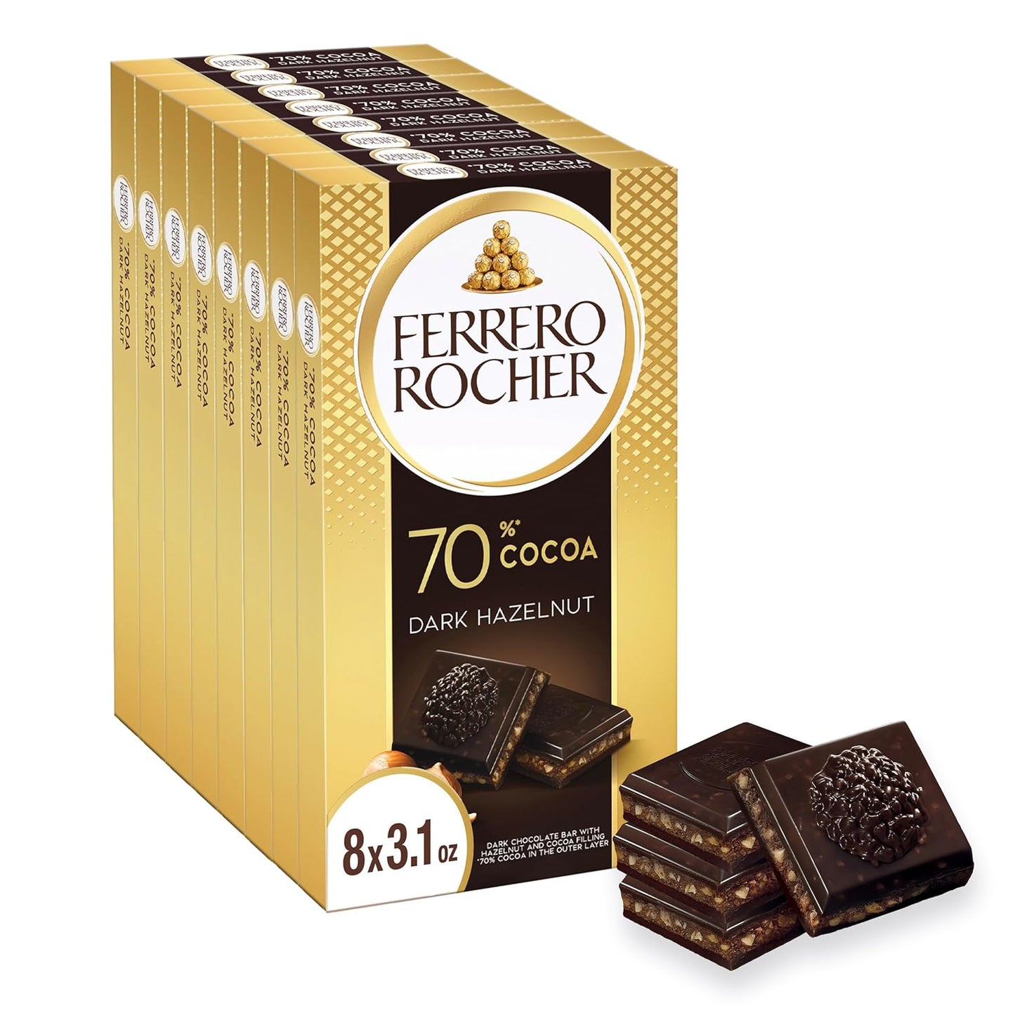 Ferrero Rocher Premium Chocolate Bar with Hazelnuts and Cocoa