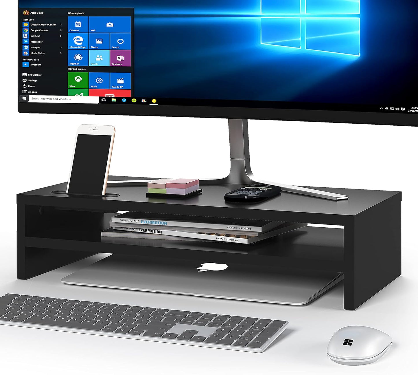 BONTEC Wood Monitor Stand Riser for Ergonomic Workspace Setup