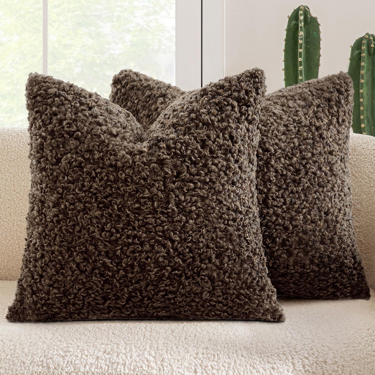 MIULEE 24x24 Inch Faux Fur Throw Pillow Covers for Cozy Decor