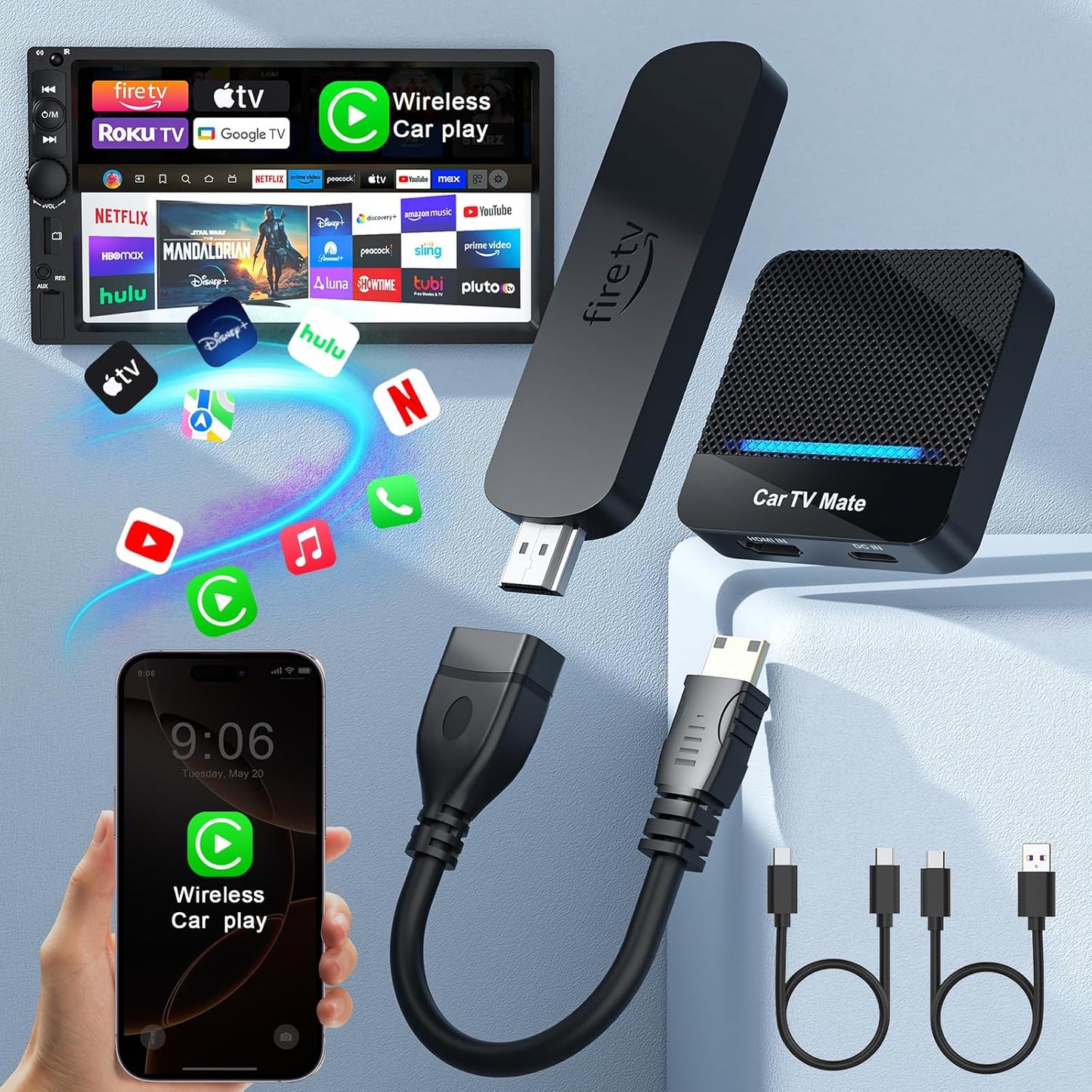Car TV Mate Pro with Wireless Car Play Adapter for Fun Rides