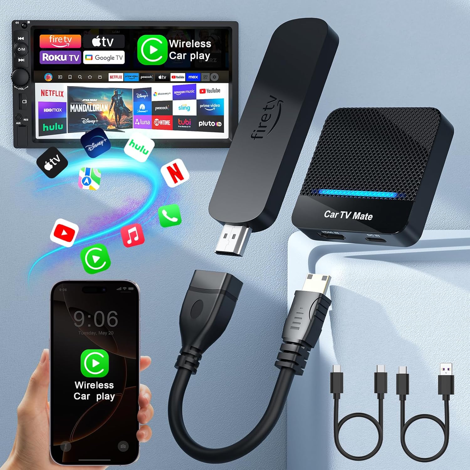 Car TV Mate Pro with Wireless Car Play Adapter for Fun Rides