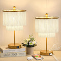 Bedside Lamps Set of 2 - Boho 3-Way Touch Lamps with USB Charging