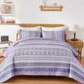 Purple Boho Quilt King Size - Lightweight Bohemian 3-Piece Set