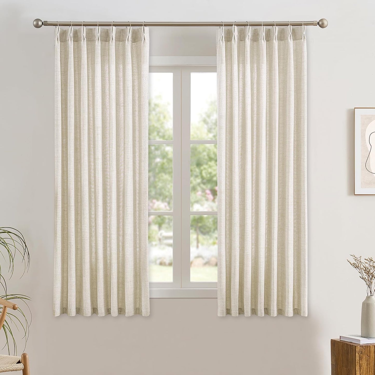 RAIN CITY Natural Pinch Pleated Curtains for Elegant Windows