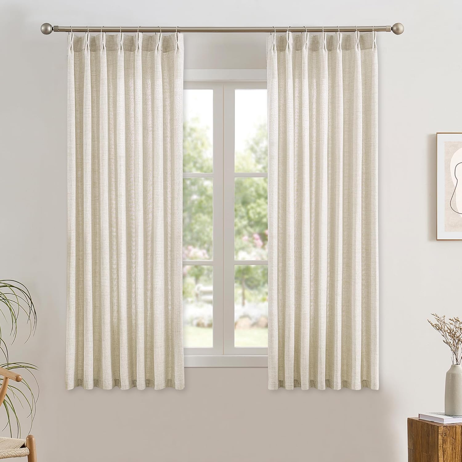 RAIN CITY Natural Pinch Pleated Curtains for Elegant Windows