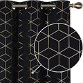 Blackout Curtains Gold Diamond Foil Print Room Darkening - 52W x 95L