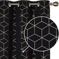 Blackout Curtains Gold Diamond Foil Print 42W x 84L in - Thermal Room