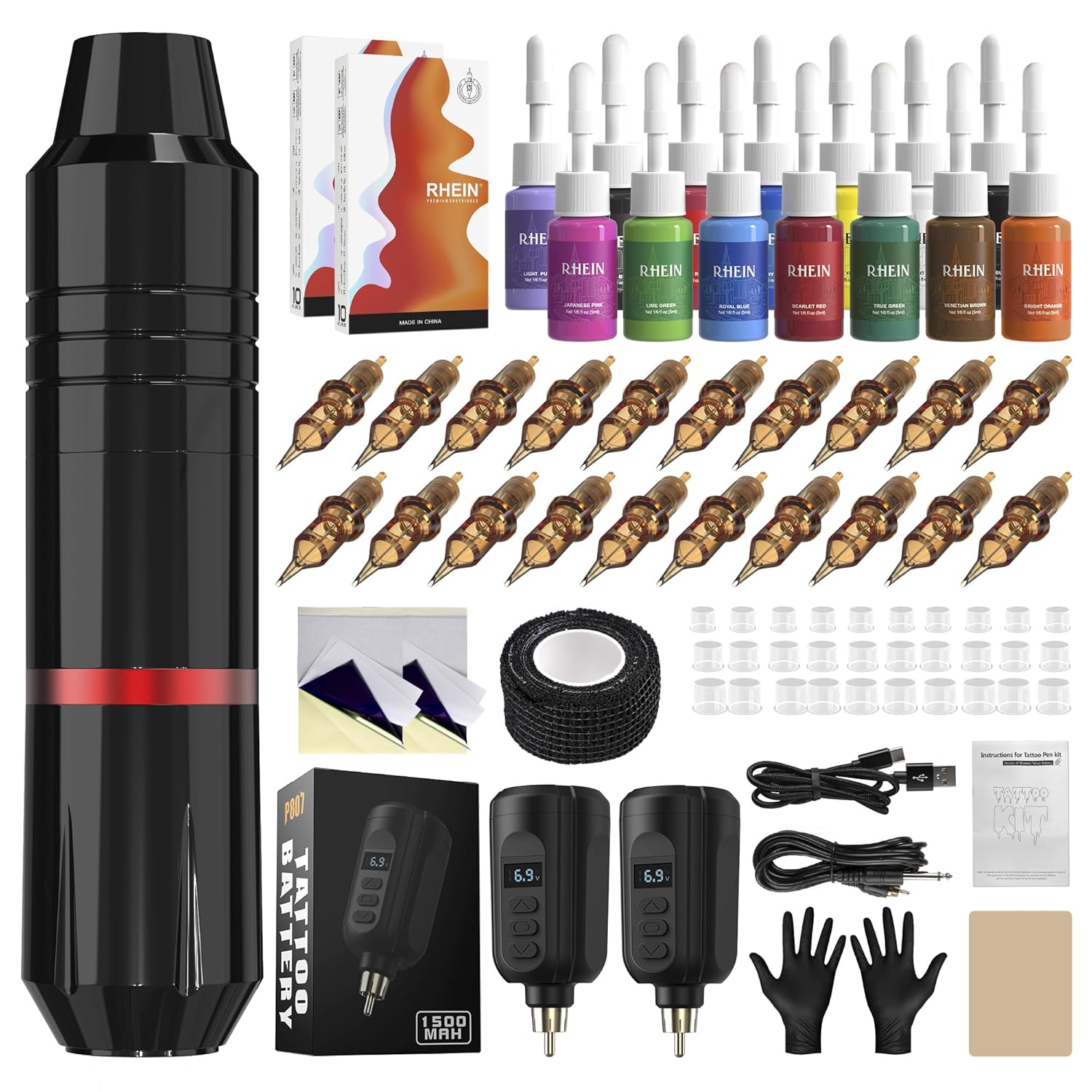 RHEIN Gun Kit Wireless Pen Machine for Tattoo Artists and Beginners