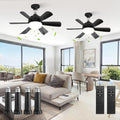 17.9 in Socket Fan Light 2-Pack with Remote - Black, Dimmable 3 Colors