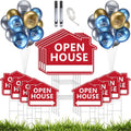 12 Pack Open House Signs with Stakes and Balloons - Eye Catching