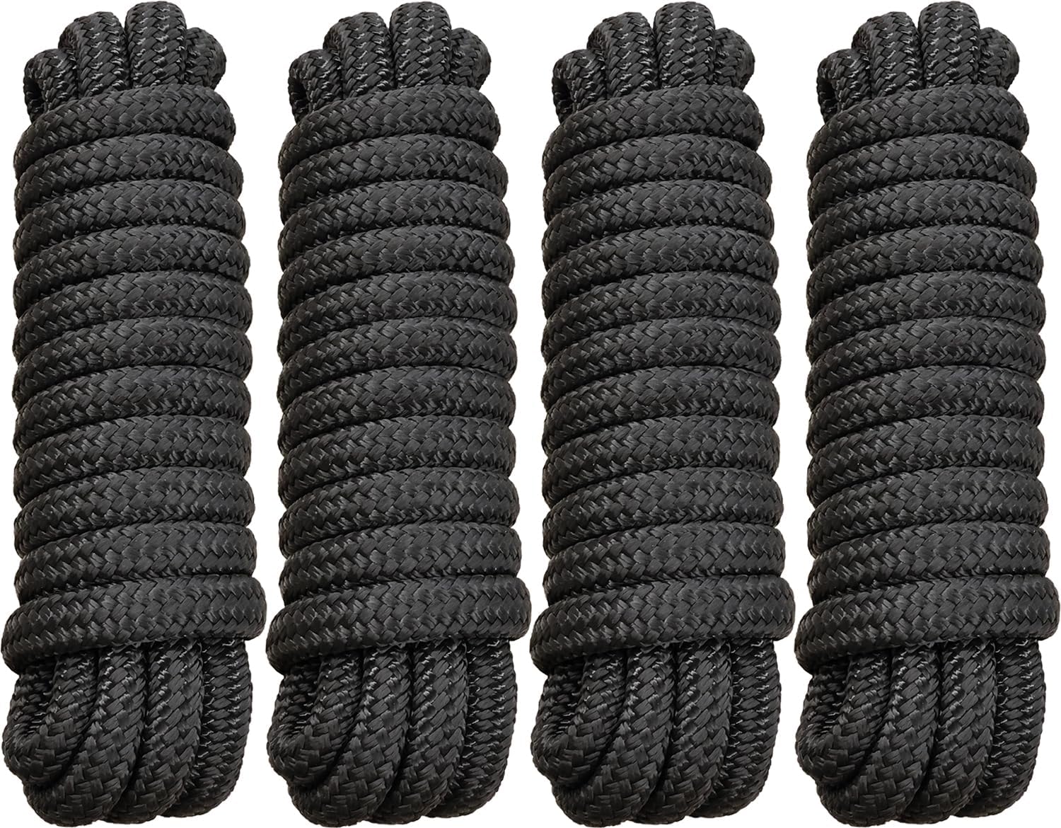 4 Pack 5/8 in x 20 ft Dock Lines - Durable Marine Grade Rope