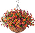 Artificial Silk Flowers Hanging Basket - Lifelike Daisy & Eucalyptus