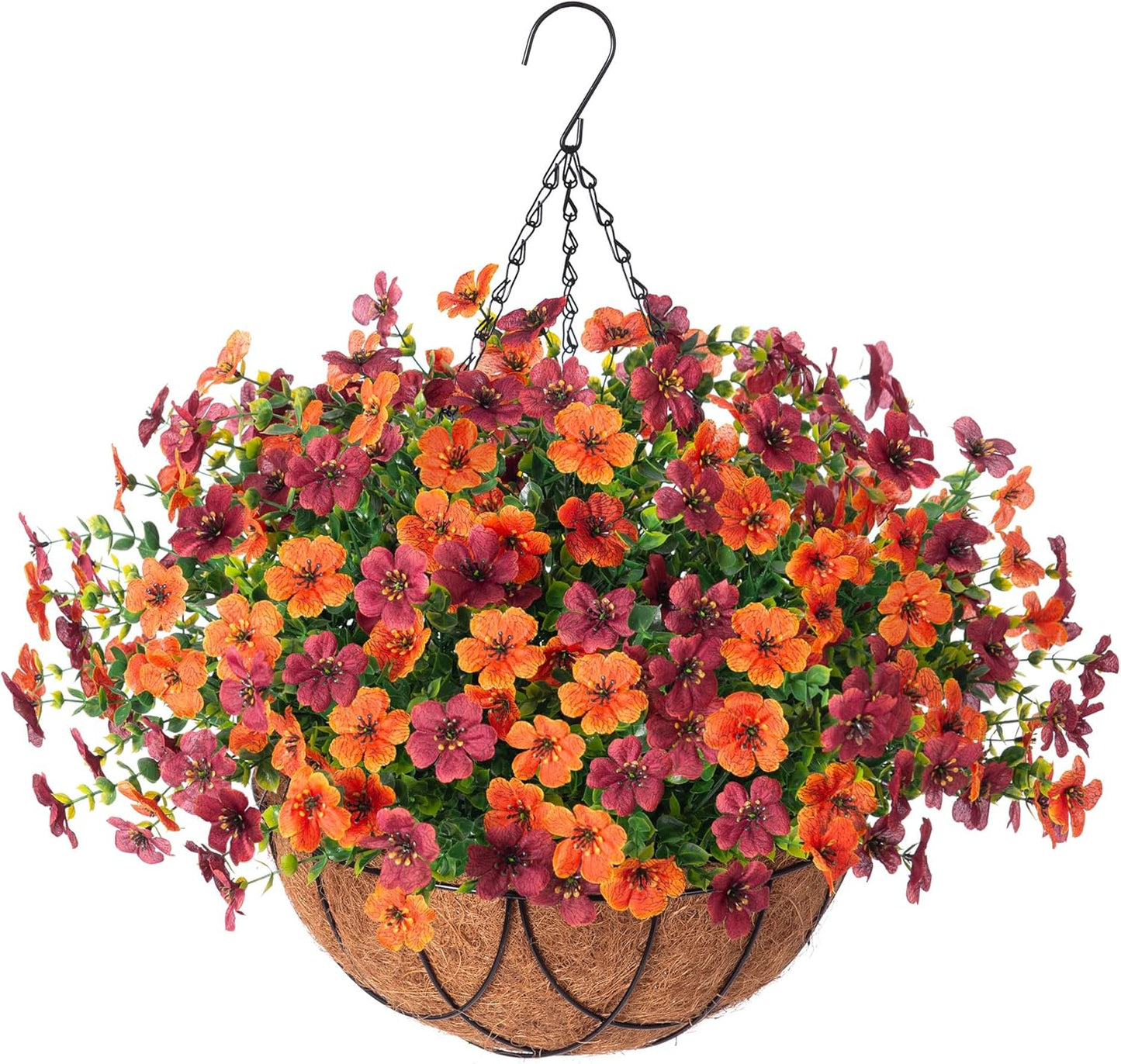 Artificial Silk Flowers Hanging Baskets for Indoor and Outdoor Use