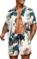COOFANDY Men's Hawaiian Matching Set Summer Beach 2 Piece Outfits side