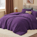 BEDELITE Fleece King Comforter Set - Super Soft Warm Purple Bedding