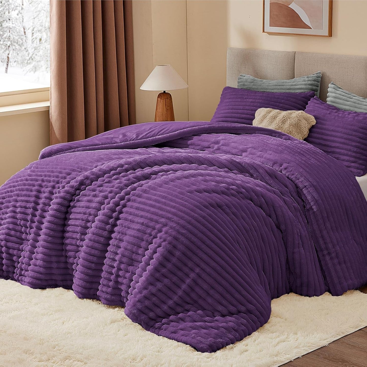 BEDELITE Fleece King Comforter Set - Super Soft & Warm Bedding