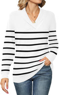 Ivicoer Women Long Sleeve V Neck Pullover Knitted Sweater - Soft 50%