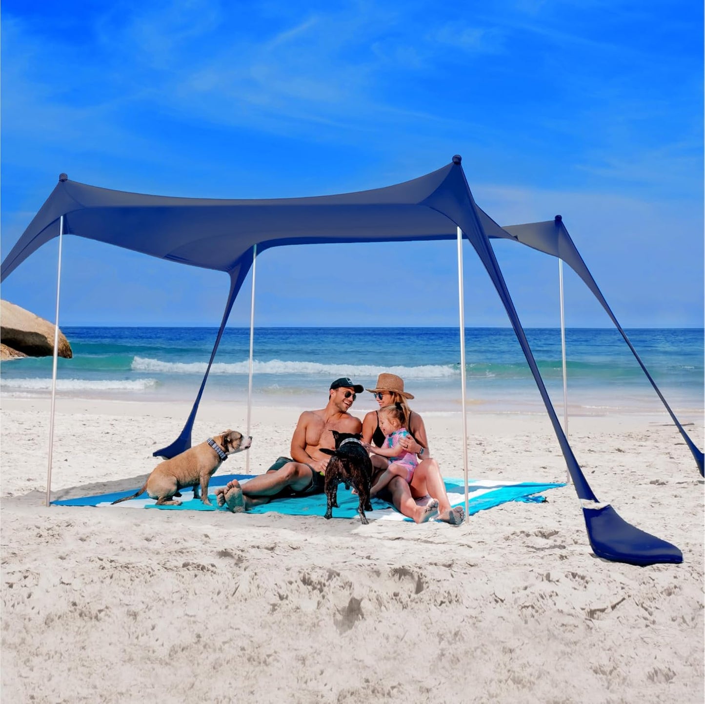 SUN NINJA Beach Tent Sun Shelter - Easy Pop Up Canopy for Fun