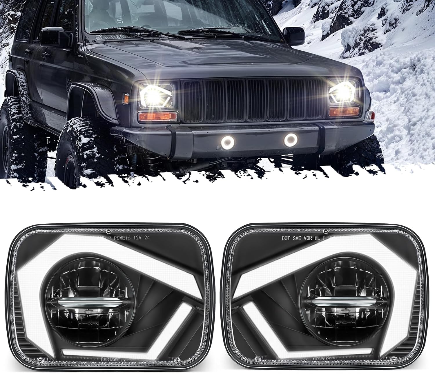 Partsam 2025 H6054 LED Headlights for 5x7 7x6 Vehicles
