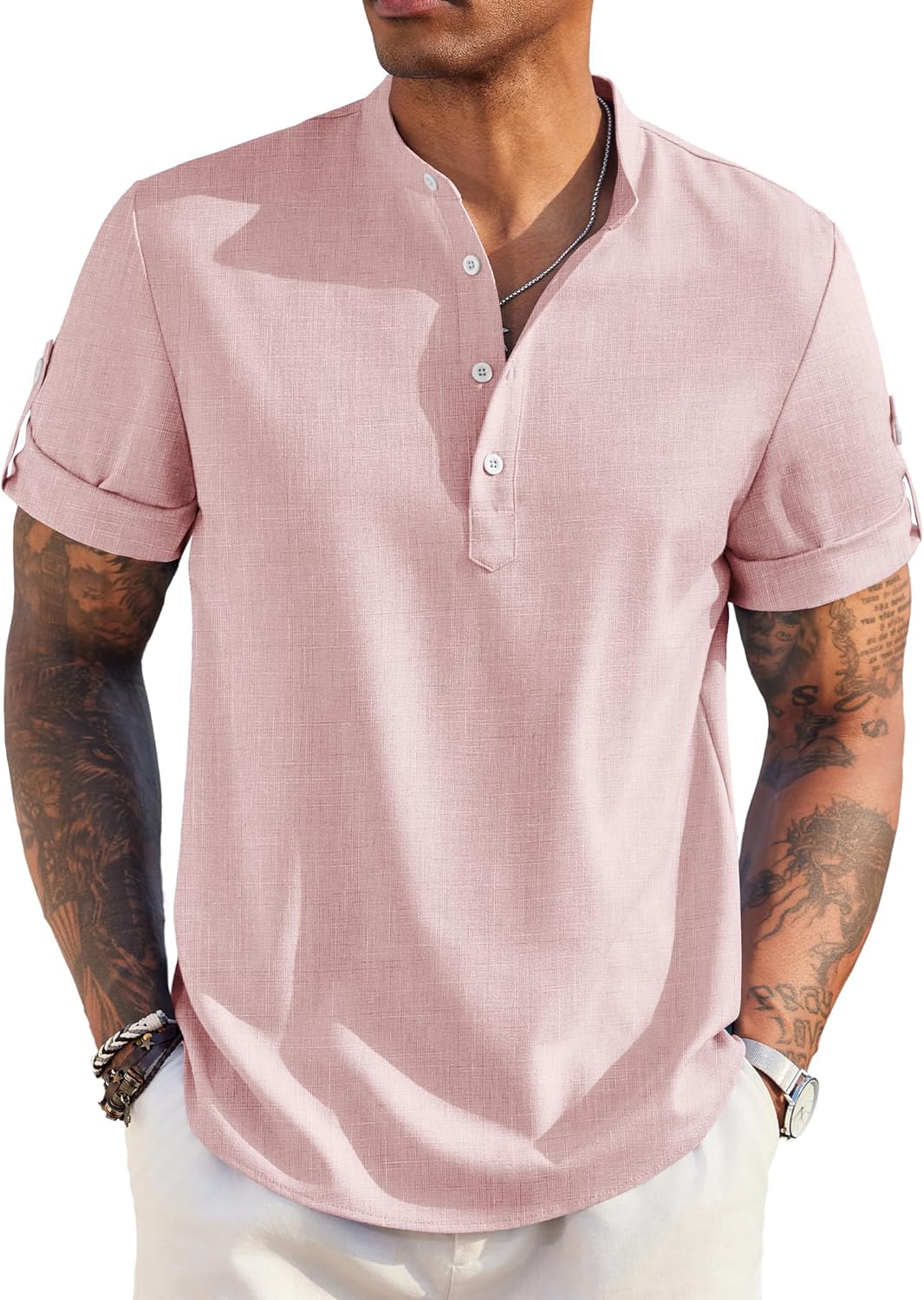 COOFANDY Men's Casual Henley Shirt for Summer Beach Style