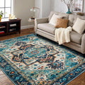 5x7 Area Rugs Low-Pile Vintage Rug for Living Room & Bedroom