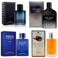 4-Piece Cologne for Men - Choco Musk, Milano, SE, Aqua Deep Blue