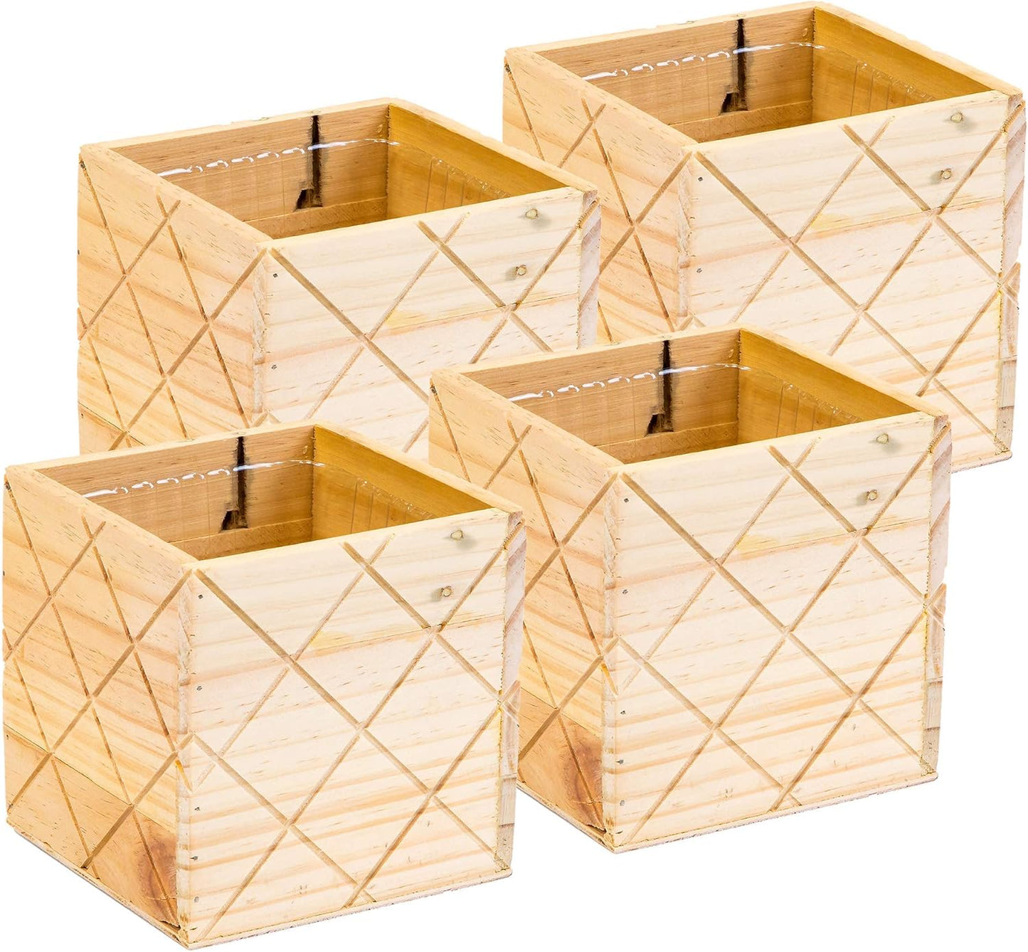 Wood Planter Box with Diamond Cross Hatch Style for Decor