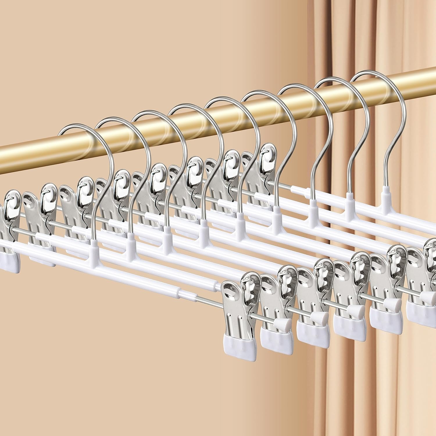 HWAJAN 14Inch Pants Hangers with Clips for Space Saving