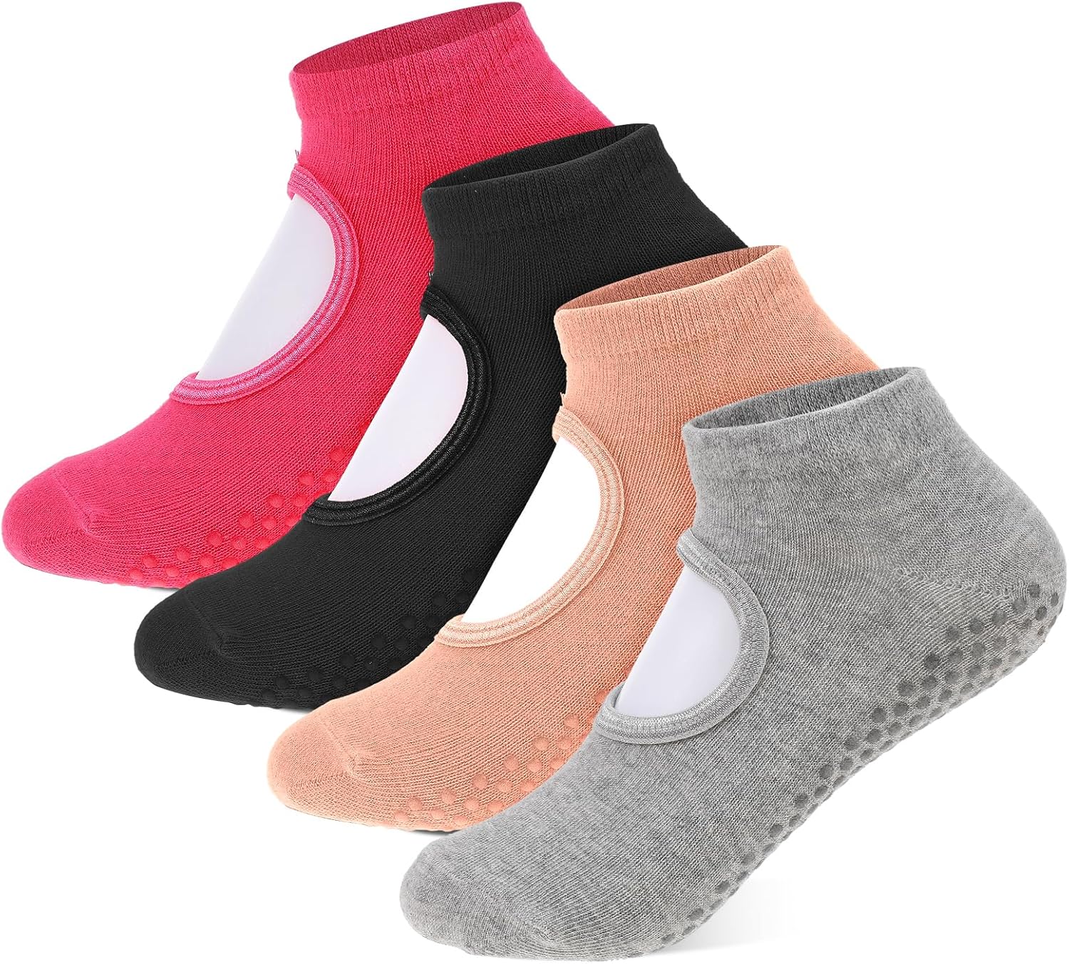 Anti-Slip Grippy Yoga Socks - 4 Pairs by JIYIN