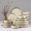 HaWare Dinnerware Set, 24-Piece Stoneware for 8 - Reactive Khaki