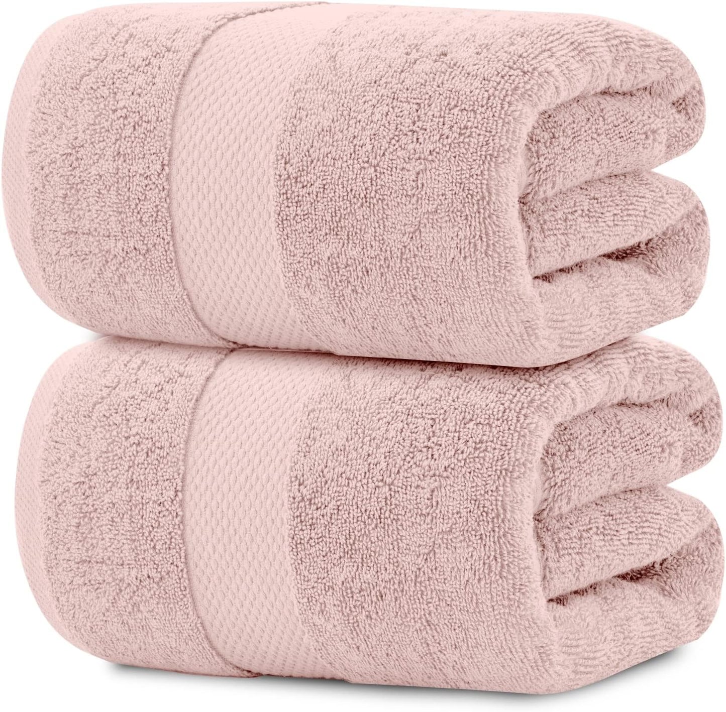 White Classic Pink 650 GSM Cotton Bath Sheet Towel - Extra Large