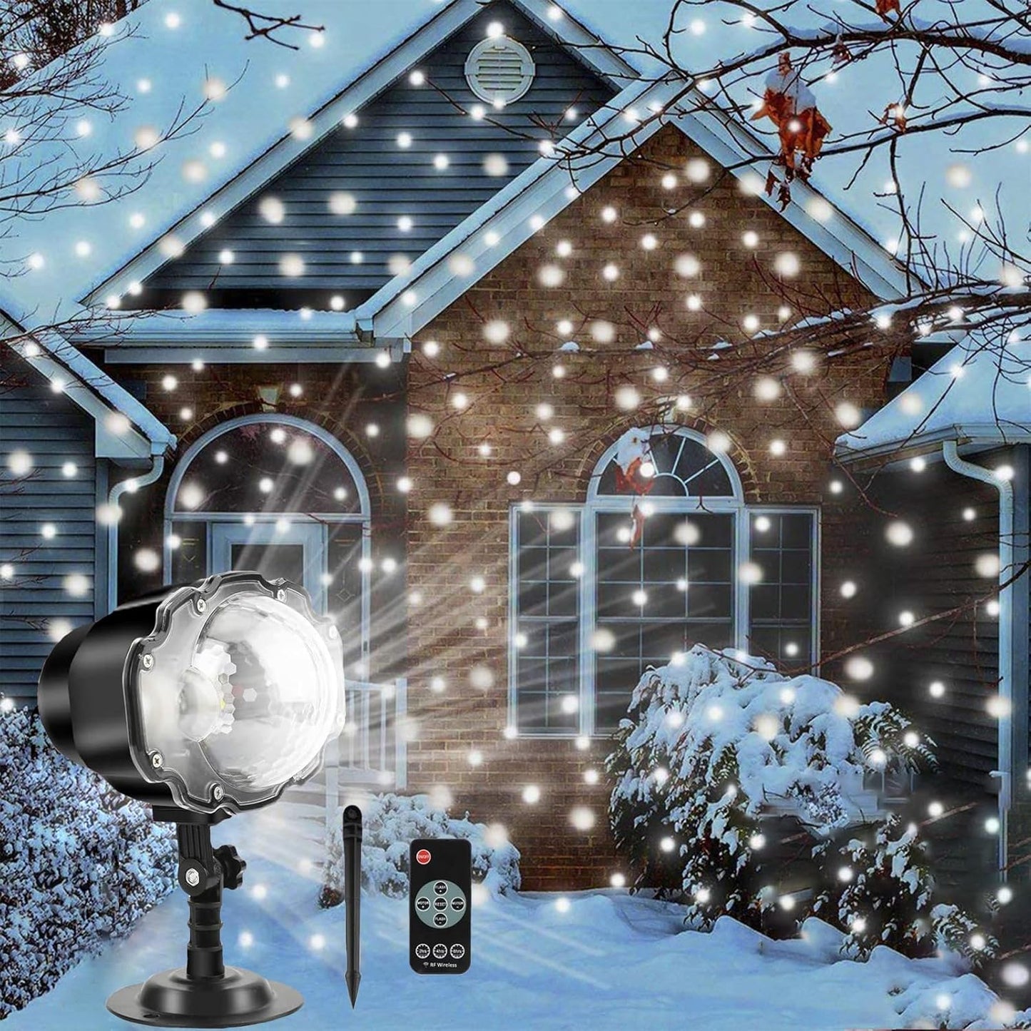 Borelor Snowfall LED Projector: Wireless Timer, High Brightness