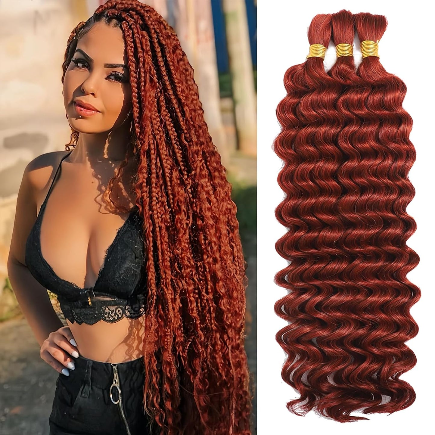 Human Braiding Hair for Boho Braids - 22 Inch Deep Wave Style