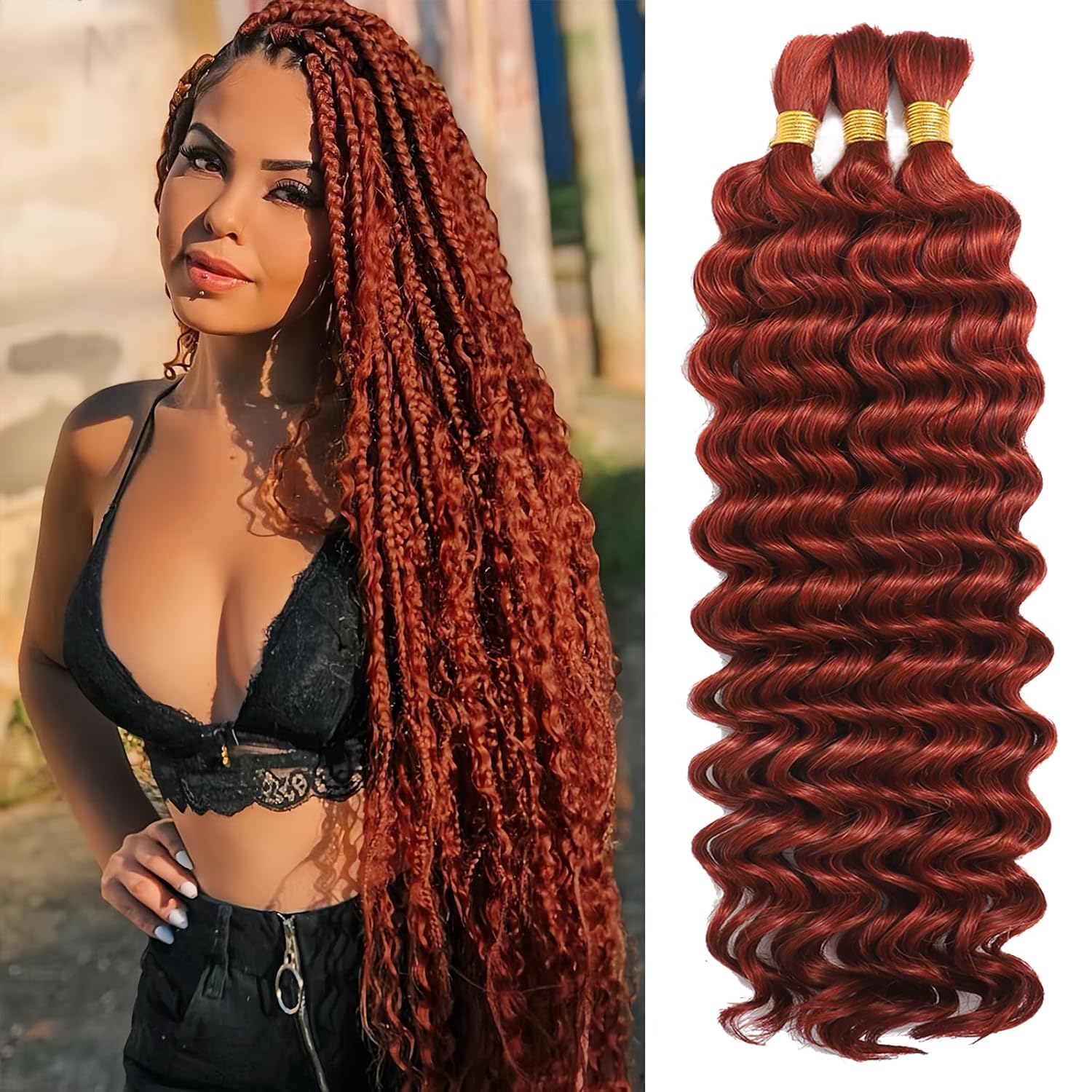 Human Braiding Hair for Boho Braids - 22 Inch Deep Wave Style