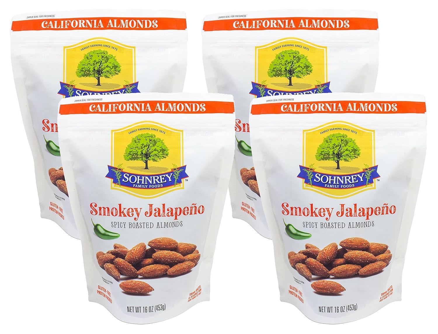 Smokey Jalapeno Almonds 4-Pack - Bold and Spicy Flavor