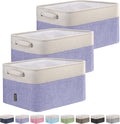 Lavender Fabric Storage Bins 3 Pack for Shelves - 15in x 11in x 9.5in
