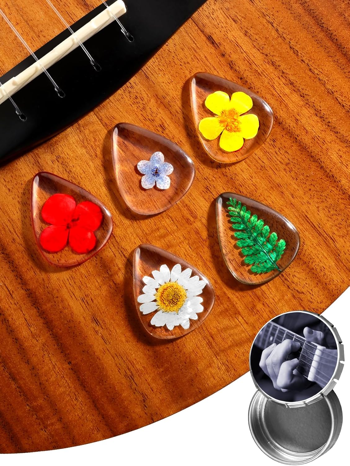 Swooflia Flower Guitar Picks - 5 Pack Medium Colorful Picks