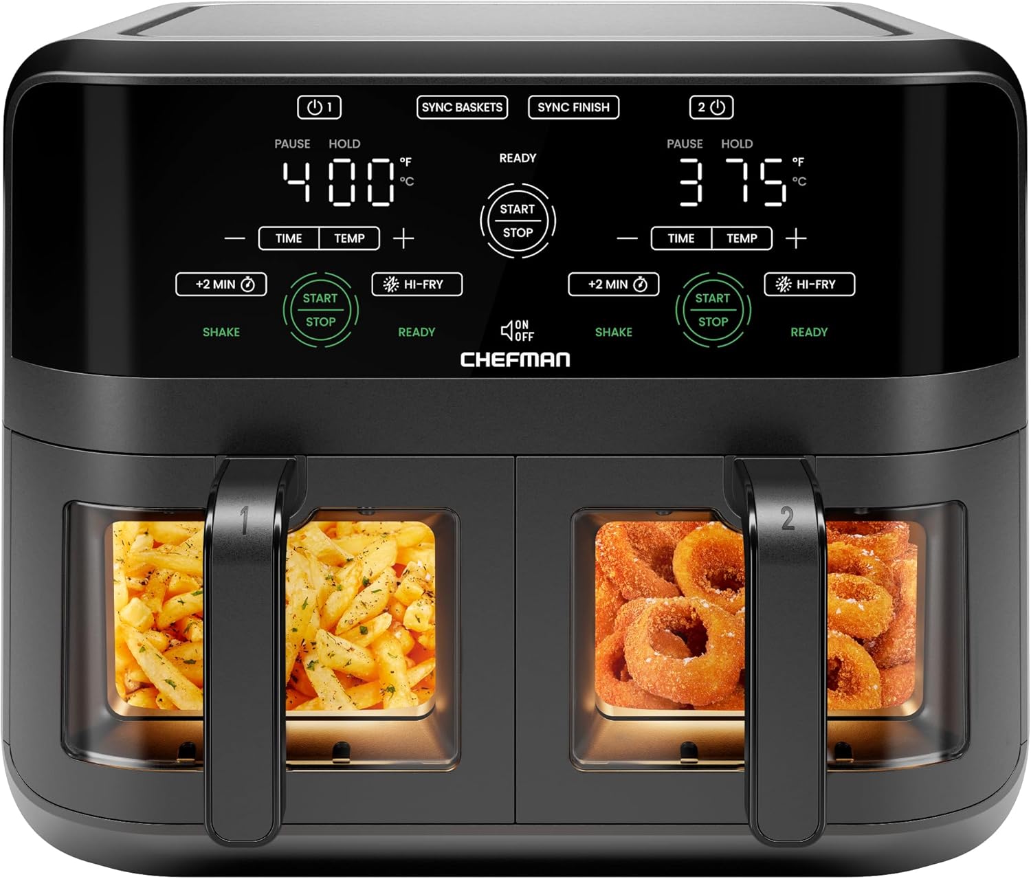 Chefman Dual Basket Air Fryer - 2 Baskets, Sync Finish