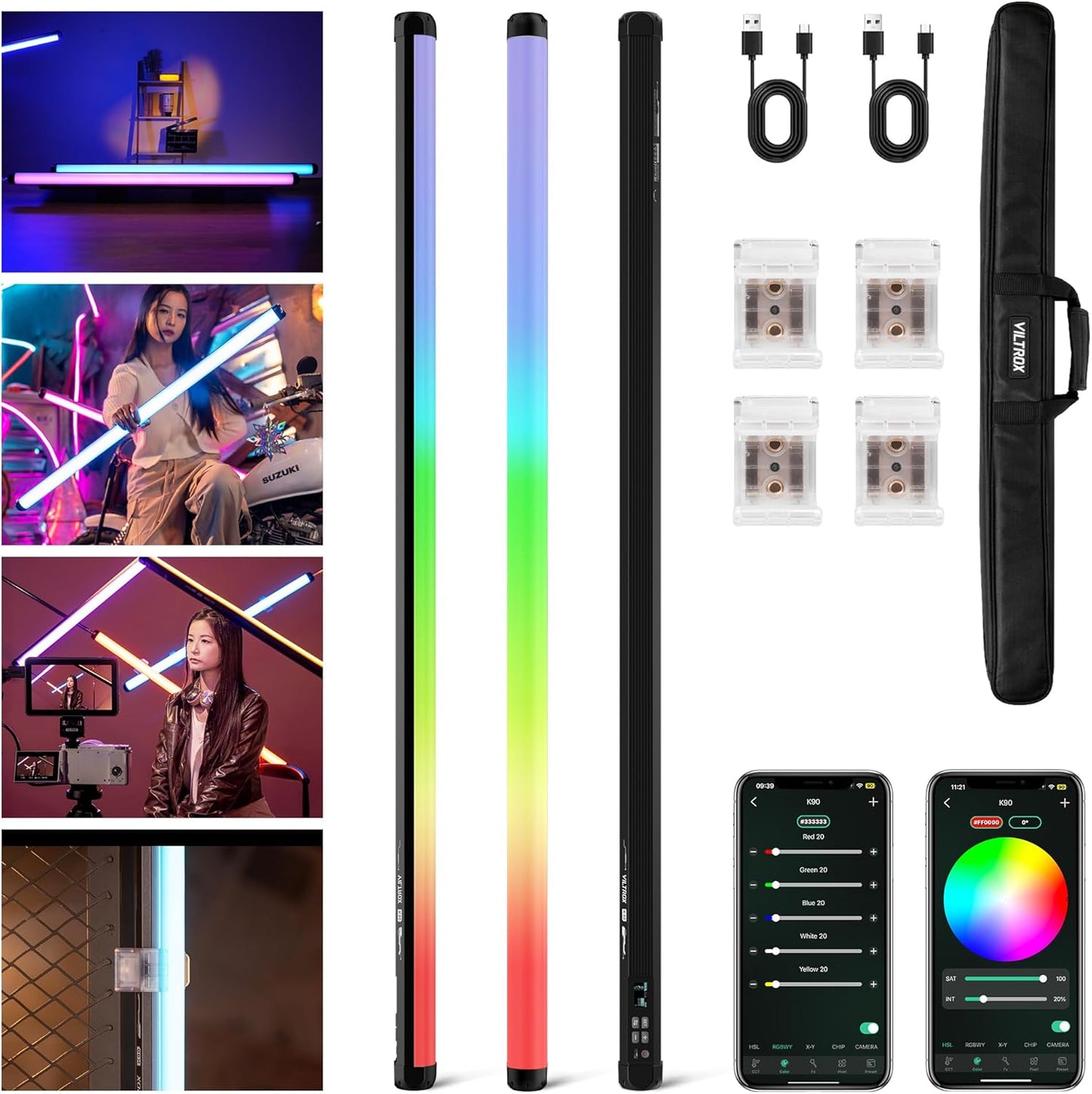 VILTROX K90 RGB Tube Light 2 Pack for Professional Lighting