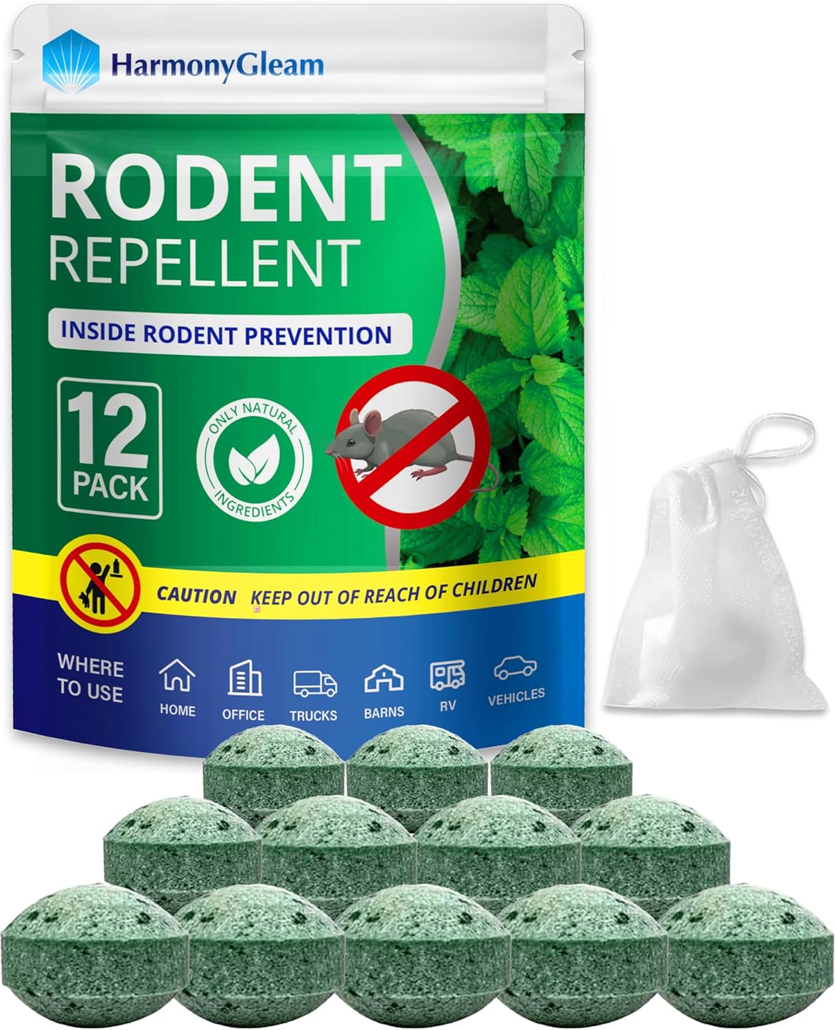 Natural Peppermint Rodent Repellent Balls - Safe for All - 12PC