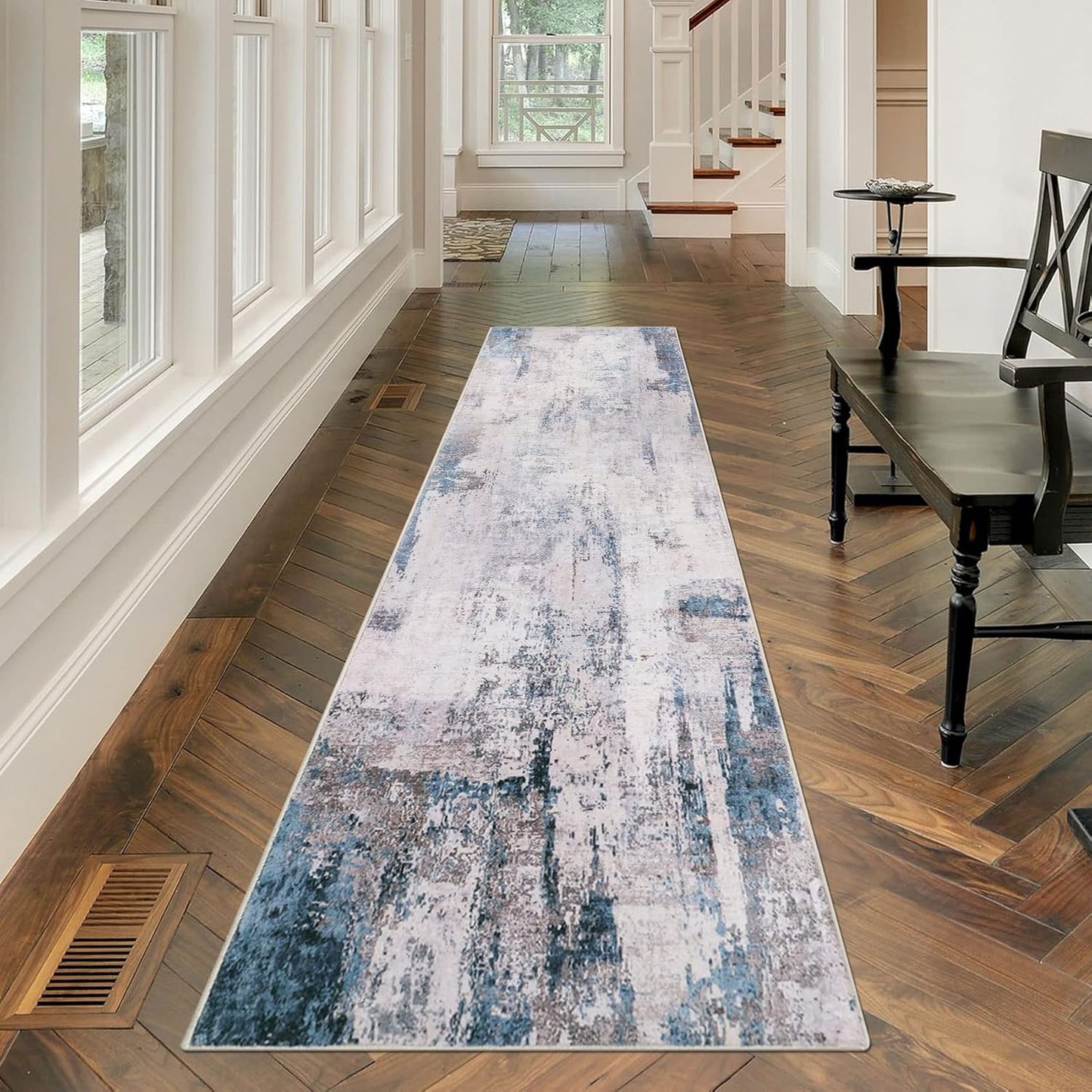 Faux Wool Carpet Runners for Hallway 8ft - Non Slip & Washable