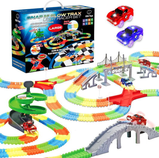 USA Toyz Large Glow Trax Race Tracks Set for Kids Fun