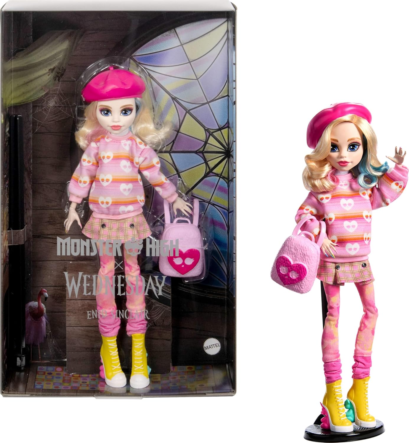 Monster High Wednesday Doll Enid Sinclair in Chic Pink Fashion