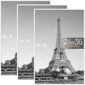 24x36 Poster Frame White 3 Pack - Lightweight Scratch-Proof Frames