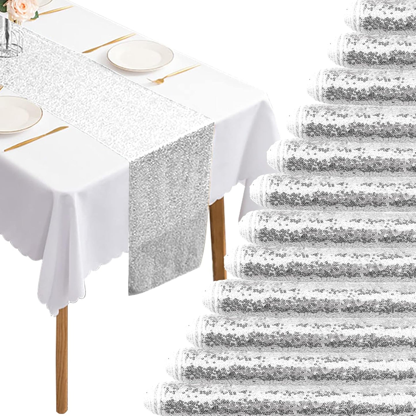 Stunning Silver Sequin Table Runner for Memorable Events