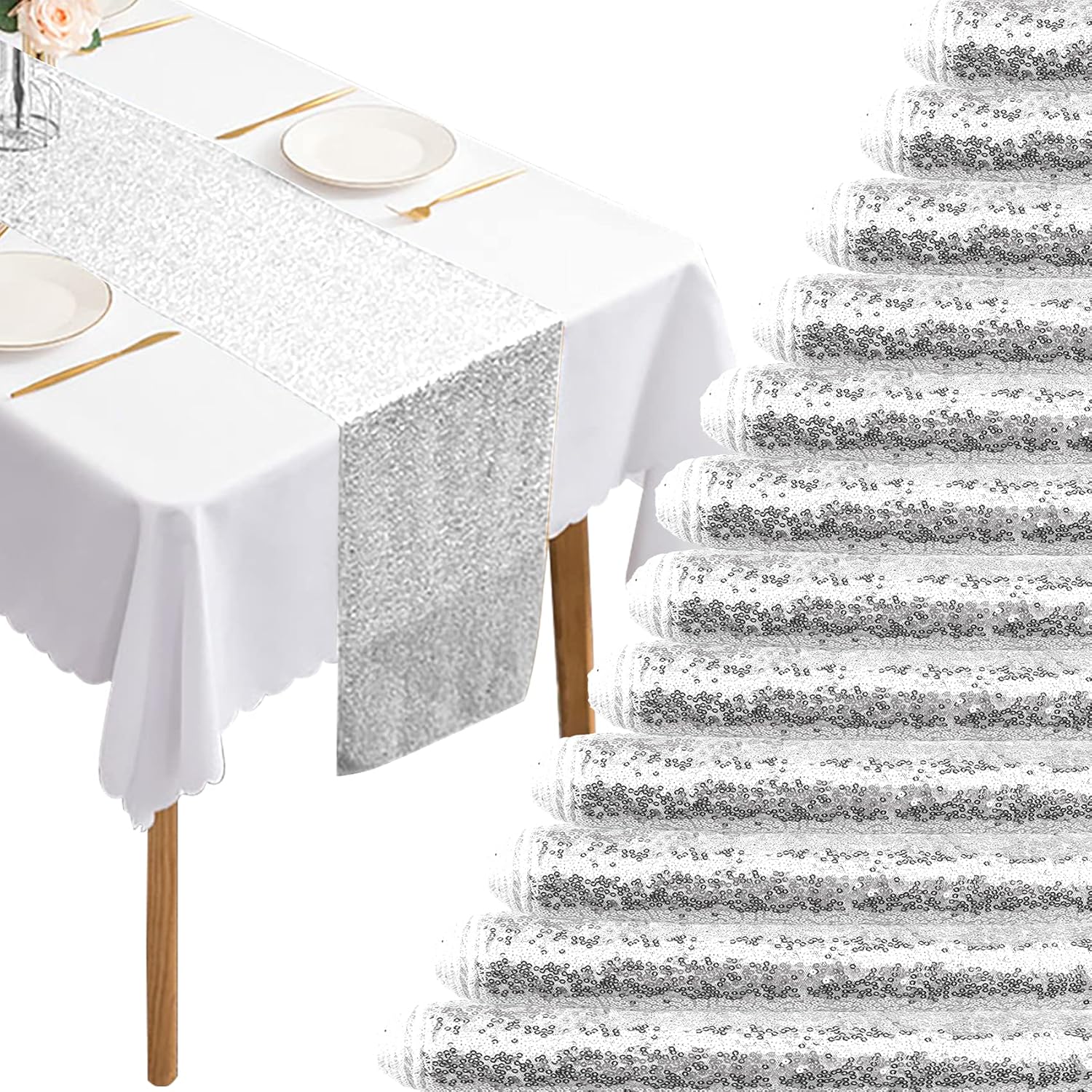 Stunning Silver Sequin Table Runner for Memorable Events