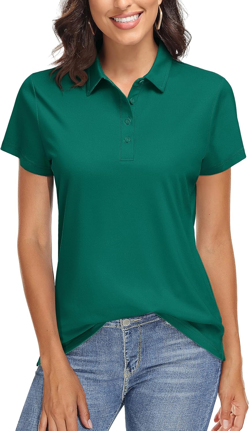 TACVASEN Women's Golf Polo Shirts with UPF 50+ Sun Protection
