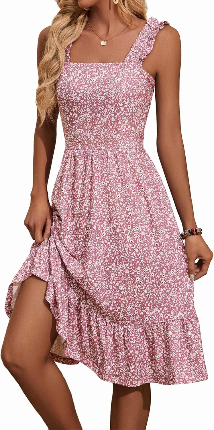 ZABERRY Womens Summer Midi Dress with Cute Floral Design